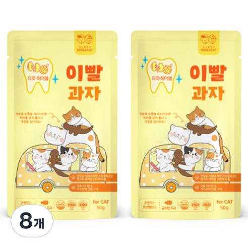 킴스패밀리 고양이 이빨과자, 요로 헤어볼, 50g, 8개