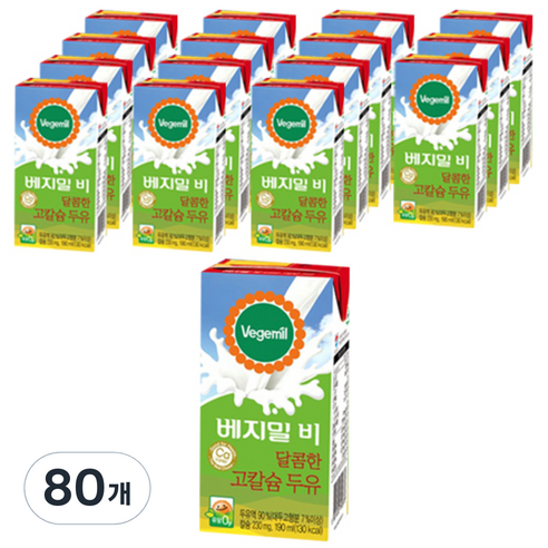 베지밀 비 달콤한 고칼슘 두유, 190ml, 80개