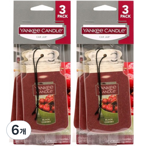 양키캔들 카자 차량용 방향제 3p, 6개, 블랙체리