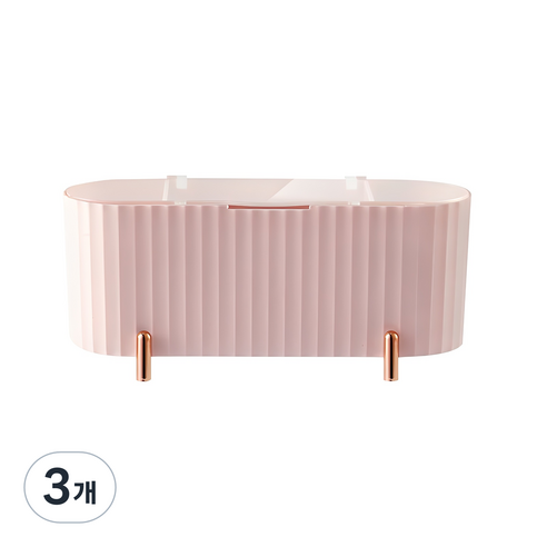 화장솜 퍼프 수납함, 3개, 핑크