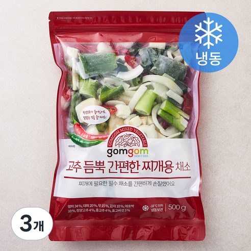 곰곰 고추 듬뿍 간편한 찌개용 채소 (냉동), 500g, 3개