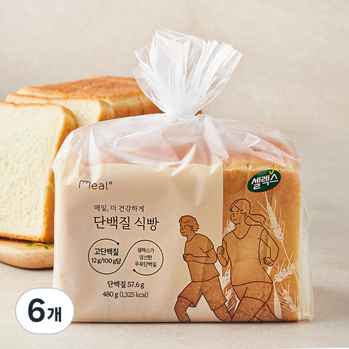 밀도 셀렉스 단백질 식빵, 480g, 6개