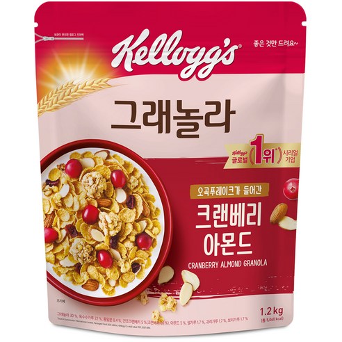 켈로그 크랜베리 아몬드 그래놀라 시리얼, 1.2kg, 1개 1.2kg × 1개 섬네일