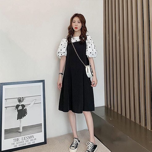쉐어몰 도트 퍼프 스프링 뷔스티에 원피스 세트