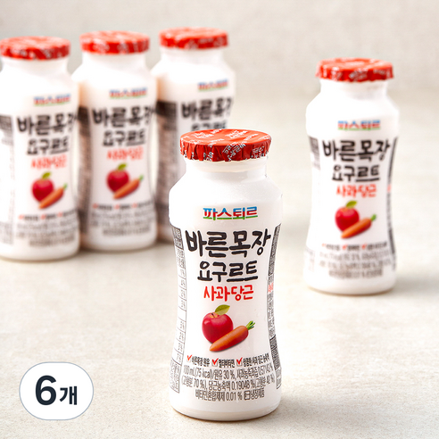 파스퇴르 바른목장 사과당근 요구르트, 100ml, 5개입, 6개