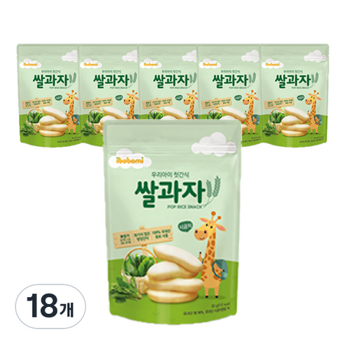 아이뽀뽀미 쌀과자 떡뻥, 시금치, 18개, 30g