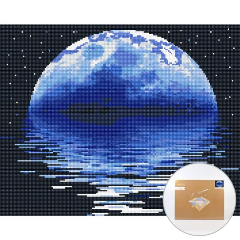 아트조이 DIY 보석 십자수 캔버스형 50 x 40 cm, 달이 흐르는 바다, 1세트