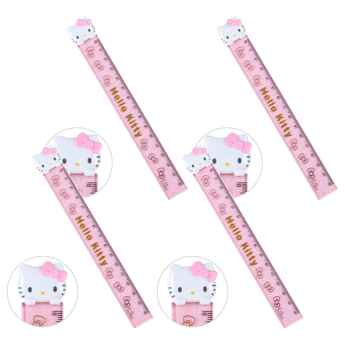 아오이마켓 산리오 헬로키티 마스코트 슬림 자 15cm, 4개, 혼합색상