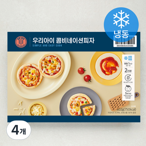 우리 아이 콤비네이션피자 만들기 2인분 (냉동), 402g, 4개