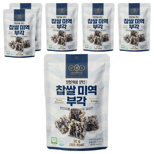 오희숙전통부각 찹쌀 미역 부각, 30g, 6개