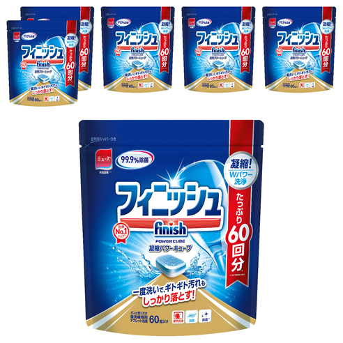 피니시 파워큐브 식기세척기용 세제 60개입, 300g, 6개