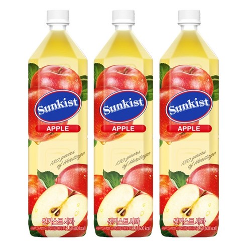 썬키스트 사과주스, 1.5L, 3개
