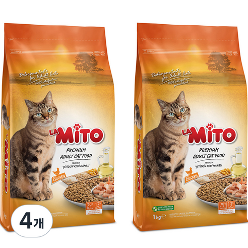 미토 고양이 어덜트 건식사료, 1kg, 4개, 닭