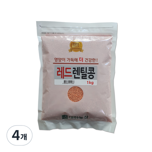 대한농산 레드렌틸콩, 1kg, 4개