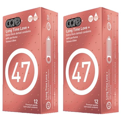 care 47 롱 러브 도트형 Thick 0.08mm 일반형 콘돔, 2개, 12개입