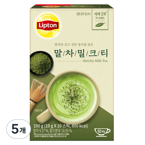 립톤 말차 밀크티, 19g, 10개입, 5개