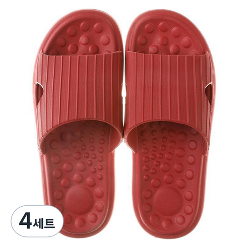 언헤브 부드러운 경량 지압 슬리퍼 240, 01 레드, 4세트