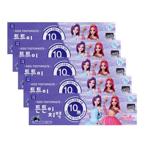 아텍스 시크릿쥬쥬 저불소 키즈치약 블루베리향, 80g, 5개