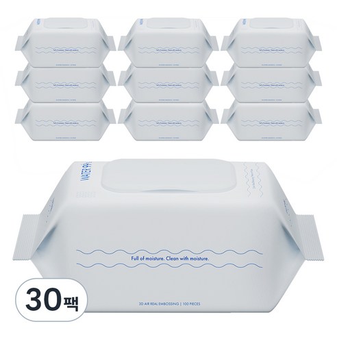워터 99 초순수 저자극 아기물티슈 베이직 캡형, 50g, 100매, 30개