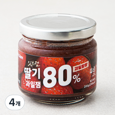 잇츠잼 딸기 80% 과일잼, 200g, 4개