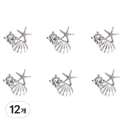 젤로젤로 불가사리 조개 네일 파츠 JCP-2, 12개, 실버(JCP-29)