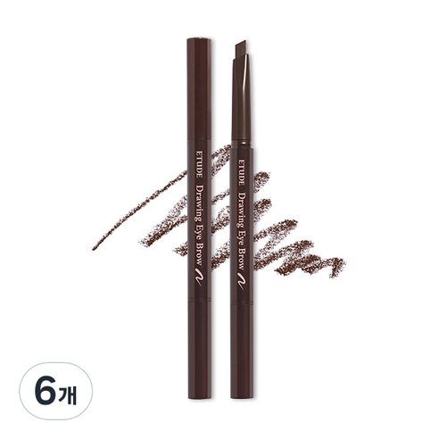 에뛰드 드로잉 아이브로우 오토펜슬 0.25g, 3호 브라운, 6개