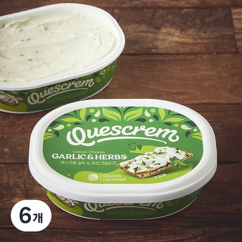 퀘스크램 갈릭 앤 허브 크림치즈, 200g, 1개입, 6개