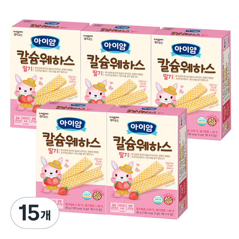 일동후디스 유아용 아이얌 칼슘 웨하스 6p, 딸기, 36g, 15개