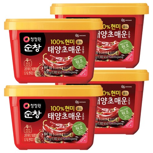 청정원순창 태양초 매운고추장 골드, 500g, 4개