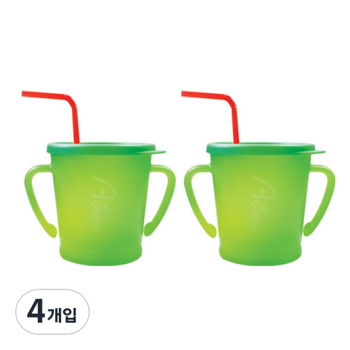 아가프라 매직빨대컵 300ml, 4개, 그린, 그린
