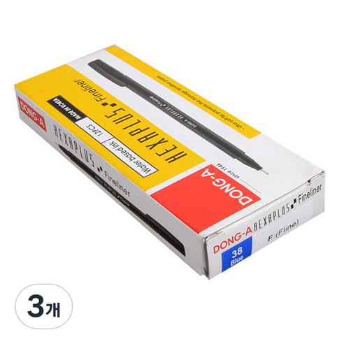 동아 헥사 파인라이너 수성펜 0.5mm x 12p, 청색, 3개