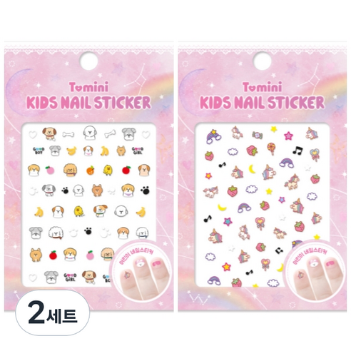 투미니 키즈 네일 스티커 2종 세트, T017, T018, 2세트