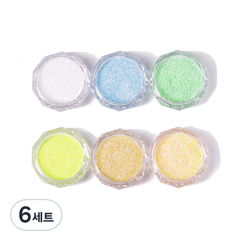 블라썸 파스텔 네일 글리터 파우더 6종 세트, 6개, 옐로우 + 블루