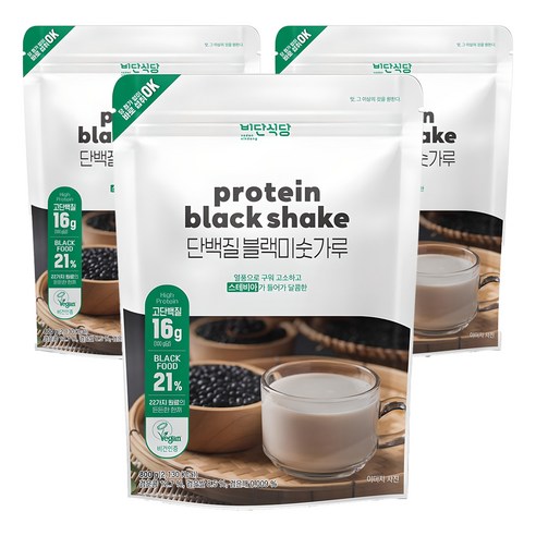 비단식당 단백질 블랙미숫가루, 800g, 3개