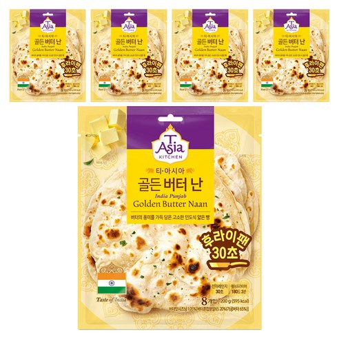 티아시아키친 골든 버터 난 8p, 200g, 5개