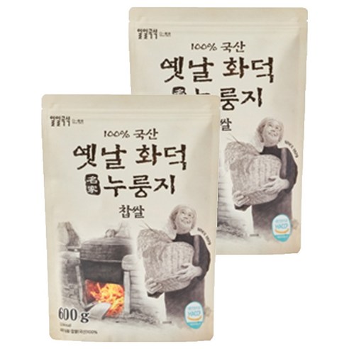 일일곡식 옛날 화덕 누룽지 찹쌀, 600g, 2개