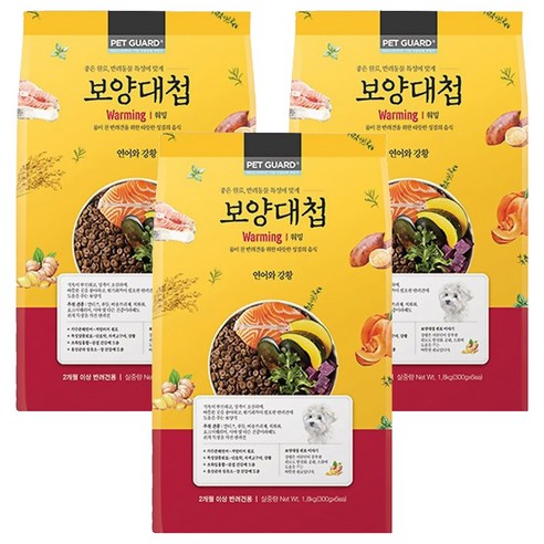 보양대첩 워밍 건사료 전연령 강아지, 가수분해 연어, 1.8kg, 3개