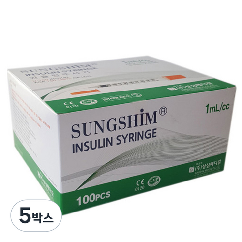 성심메디칼 인슐린 주사기 1ml 13mm 29g 100p, 5개
