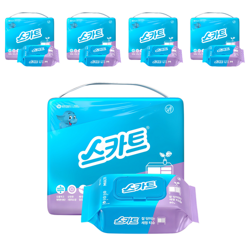 스카트 잘 닦이는 세정티슈, 20개