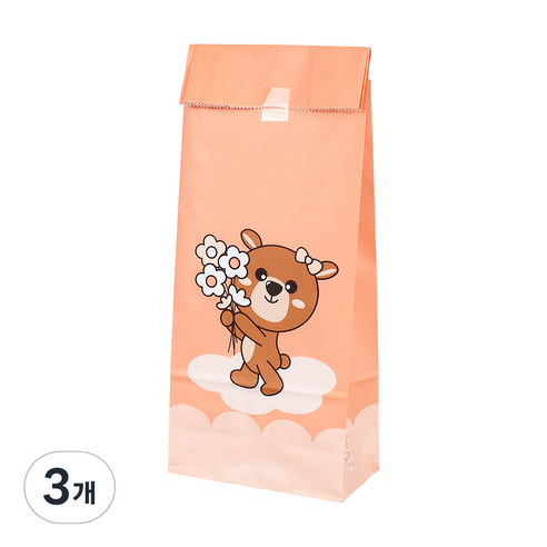 곰돌이 종이봉투 100p, 피치, 3개