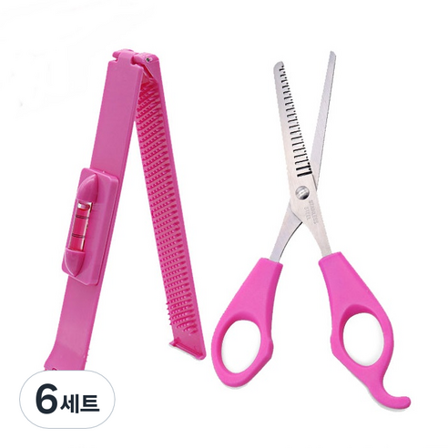 앞머리 가위 + 헤어 키트, 핑크, 6세트