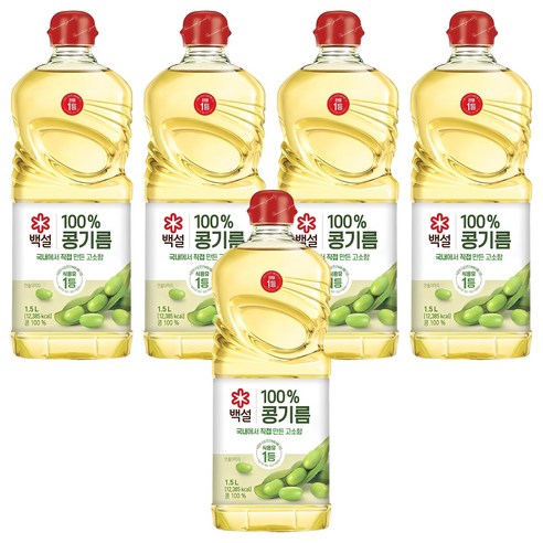 백설 콩기름, 1.5L, 5개