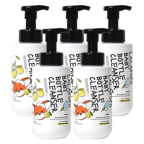 케이맘 랄라포포 유아용 젖병식기세정제 거품형 쿨라임향, 500ml, 5개