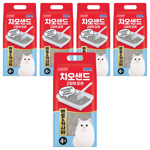 이나바 응고형 챠오샌드 벤토 & 카사바 고양이 모래, 4kg, 5개, 무향