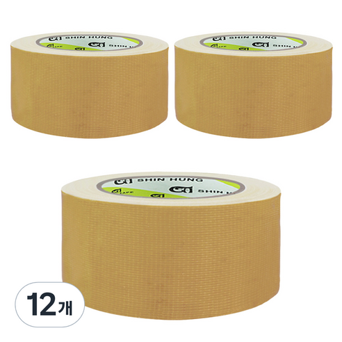 신흥테이프 대용량 면테이프 베이지 48mm x 25m, 12개
