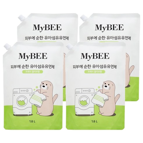 마이비 피부에 순한 유아 섬유유연제 프레시 올리브향 리필, 1.6L, 4개