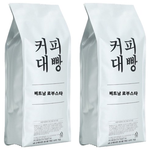 커피대빵 베트남 로부스타 G1 싱글 오리진 원두커피, 홀빈(분쇄안함), 1kg, 2개