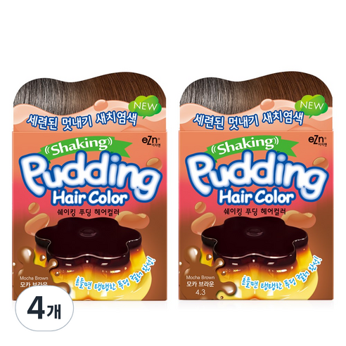 이지엔 쉐이킹 푸딩 헤어컬러, 4.3 모카브라운, 4개