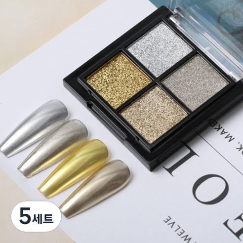 에이치케이트레이딩 네일 미러파우더 4구 팔레트 세트, 5세트, A01