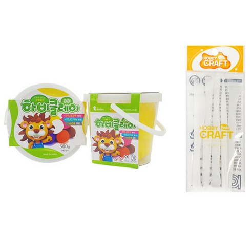 하비클레이 500g x 2p + 점토 도구 5종 세트, 노랑(클레이), 1개
